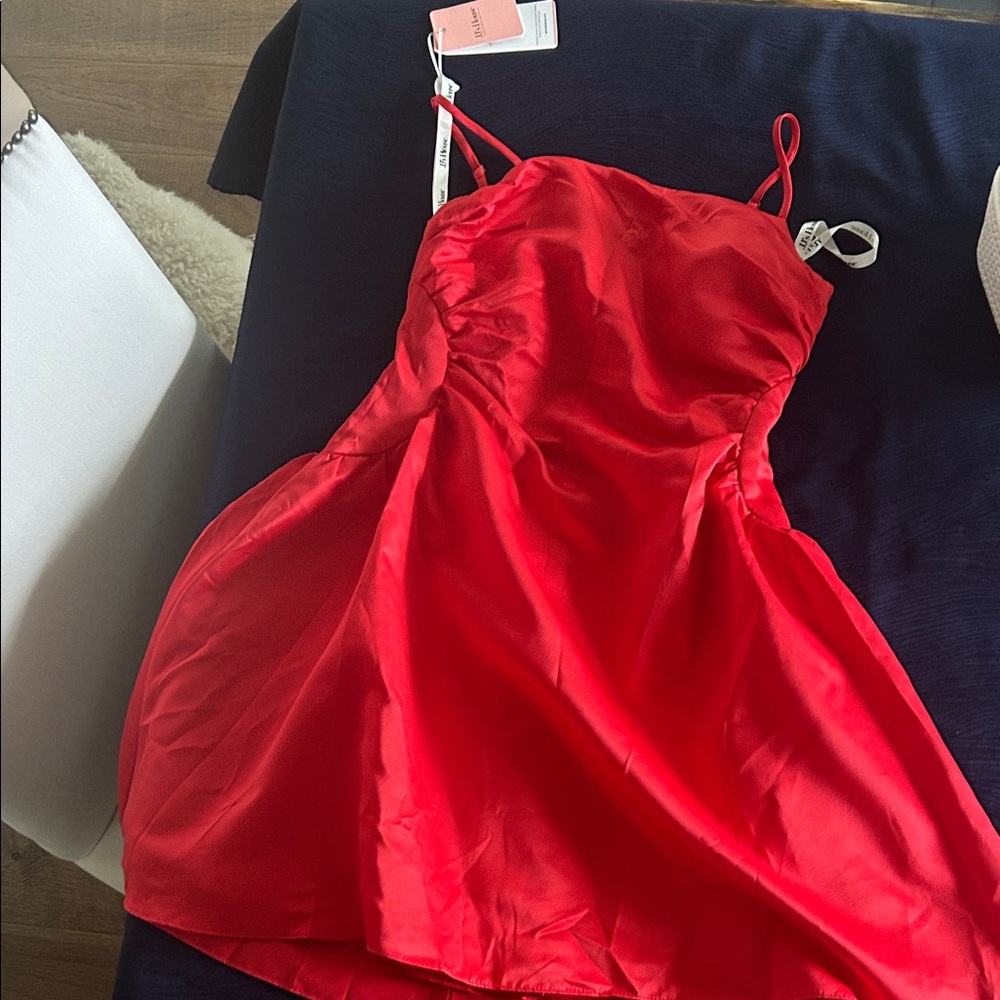 JJs House Vibrant Red Satin Gown